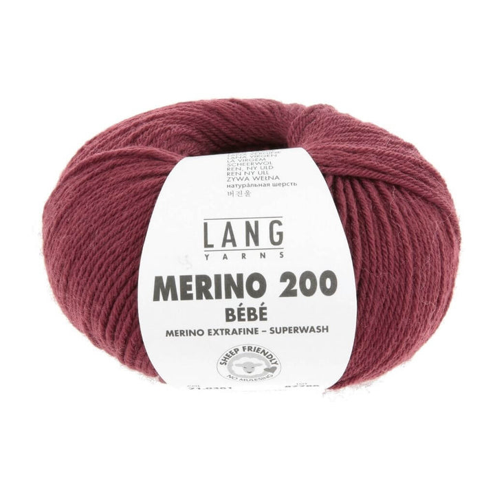 Lang Yarns Merino 200 Bebe - 50g, Farbe 361 Dunkelrot – Merino und Schurwolle bei Lieblingsgarn
