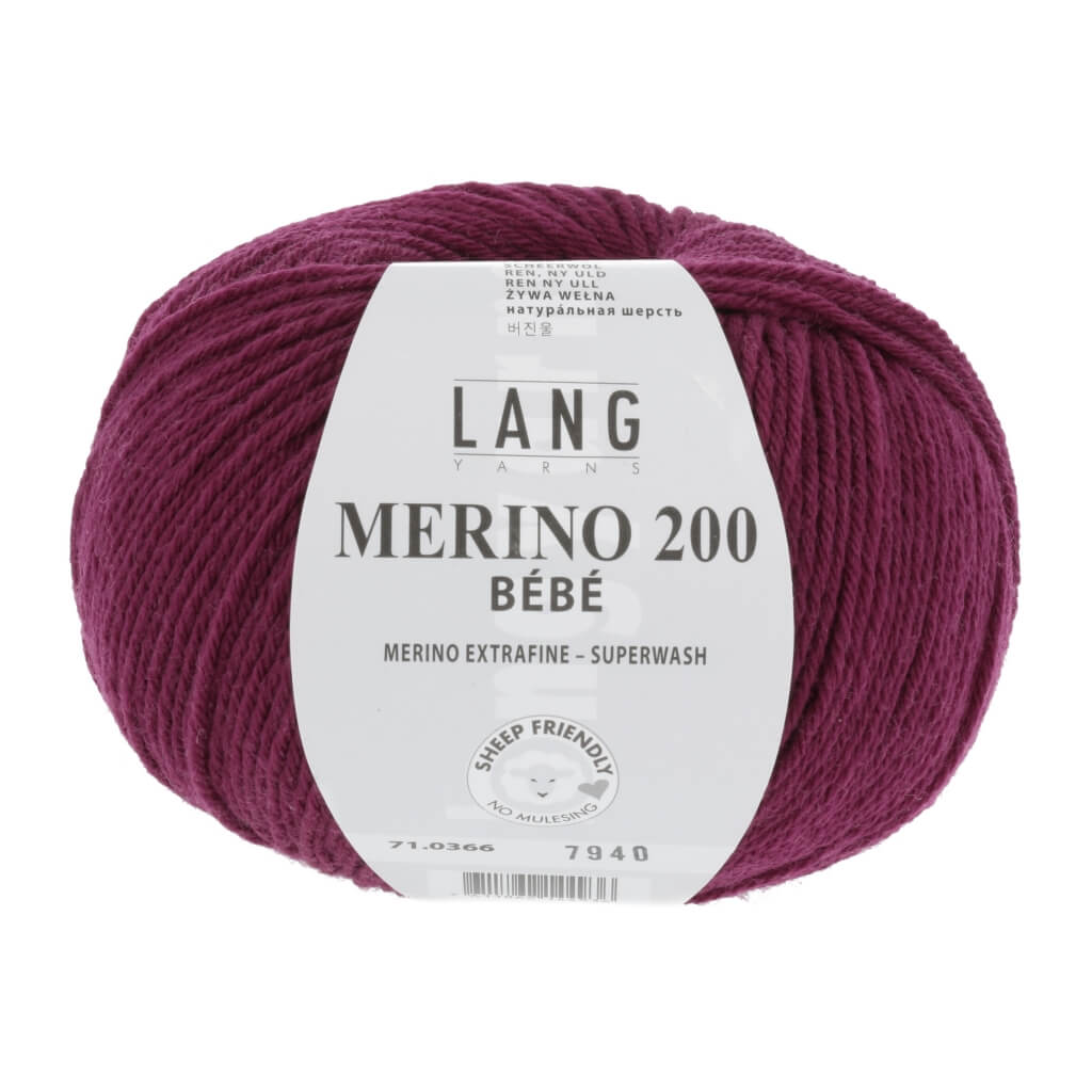 Lang Yarns Merino 200 Bebe - 50g, Farbe 71.0366 Beere – Merino und Schurwolle bei Lieblingsgarn