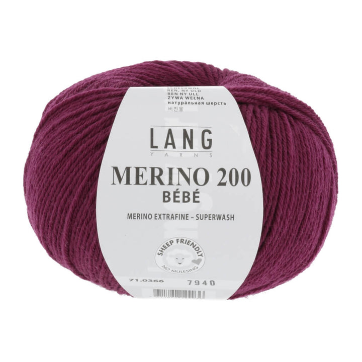 Lang Yarns Merino 200 Bebe - 50g, Farbe 71.0366 Beere – Merino und Schurwolle bei Lieblingsgarn