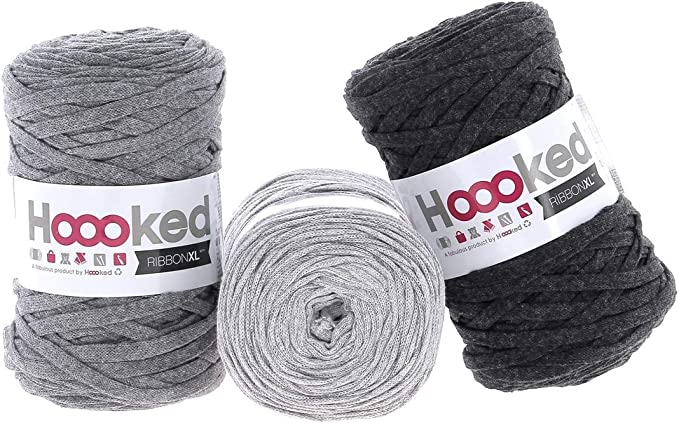 Hoooked Set aus 3 Rollen RibbonXL, Farbe Peble Grey – Baumwolle bei Lieblingsgarn