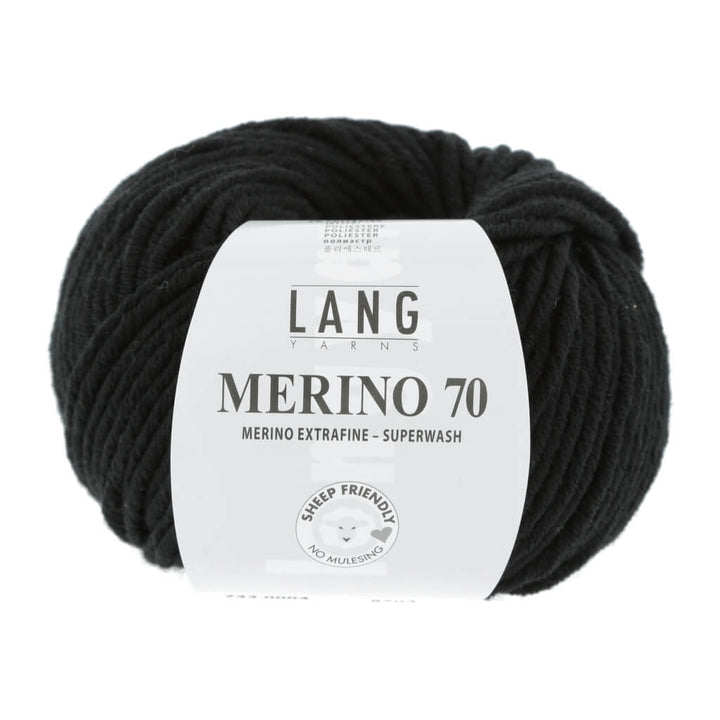 Lang Yarns Merino 70, Farbe 733.0004 Schwarz – Merino und Polyester bei Lieblingsgarn