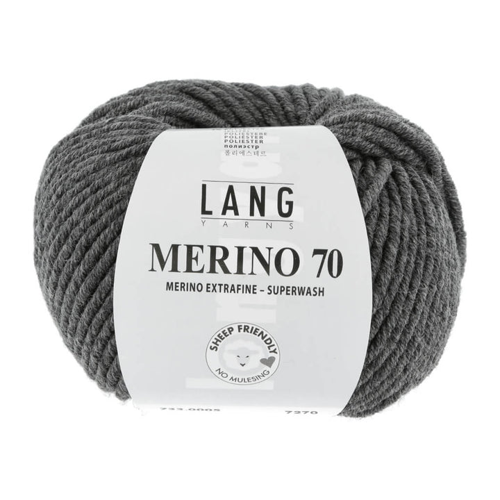 Lang Yarns Merino 70, Farbe 733.0005 Dunkelgrau Mélange – Merino und Polyester bei Lieblingsgarn