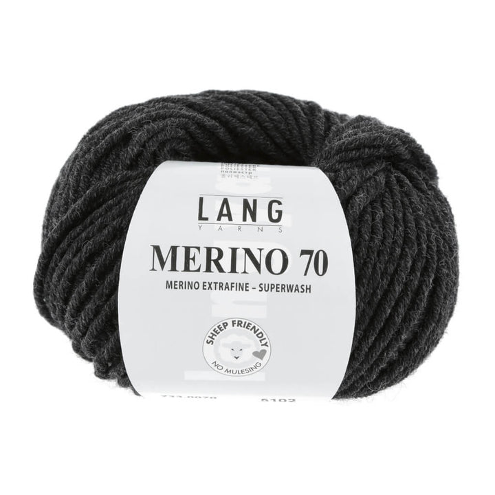 Lang Yarns Merino 70, Farbe 733.0070 Anthrazit Mélange – Merino und Polyester bei Lieblingsgarn