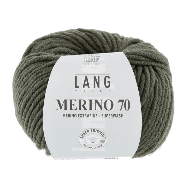 Lang Yarns Merino 70, Farbe 733.0198 Olive – Merino und Polyester bei Lieblingsgarn