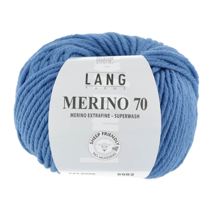 Lang Yarns Merino 70, Farbe 733.0206 Blau – Merino und Polyester bei Lieblingsgarn
