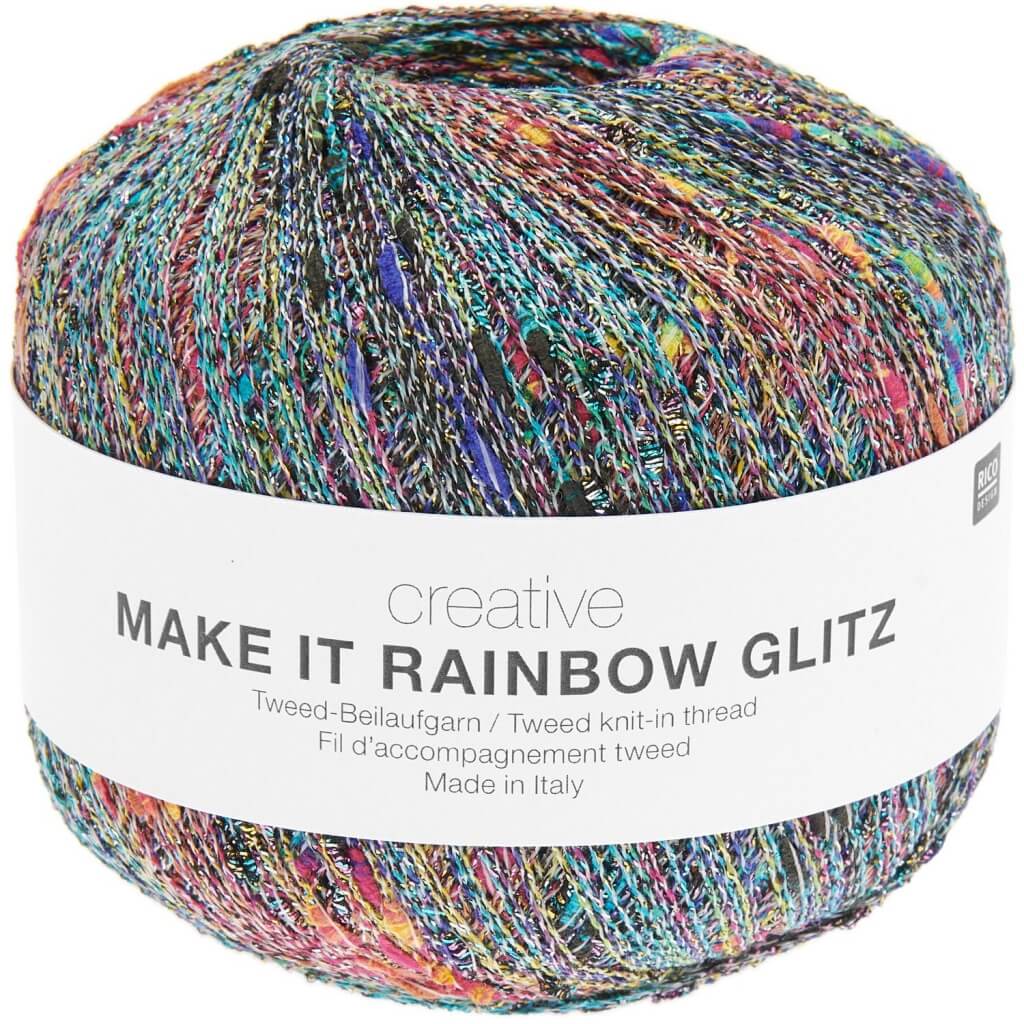 Rico Design Creative Make It Rainbow Glitz, Farbe 002 Weiß – Synthetik und Viskose bei Lieblingsgarn