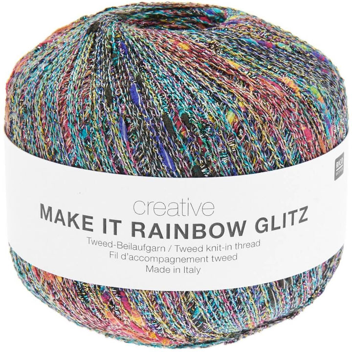 Rico Design Creative Make It Rainbow Glitz, Farbe 002 Weiß – Synthetik und Viskose bei Lieblingsgarn