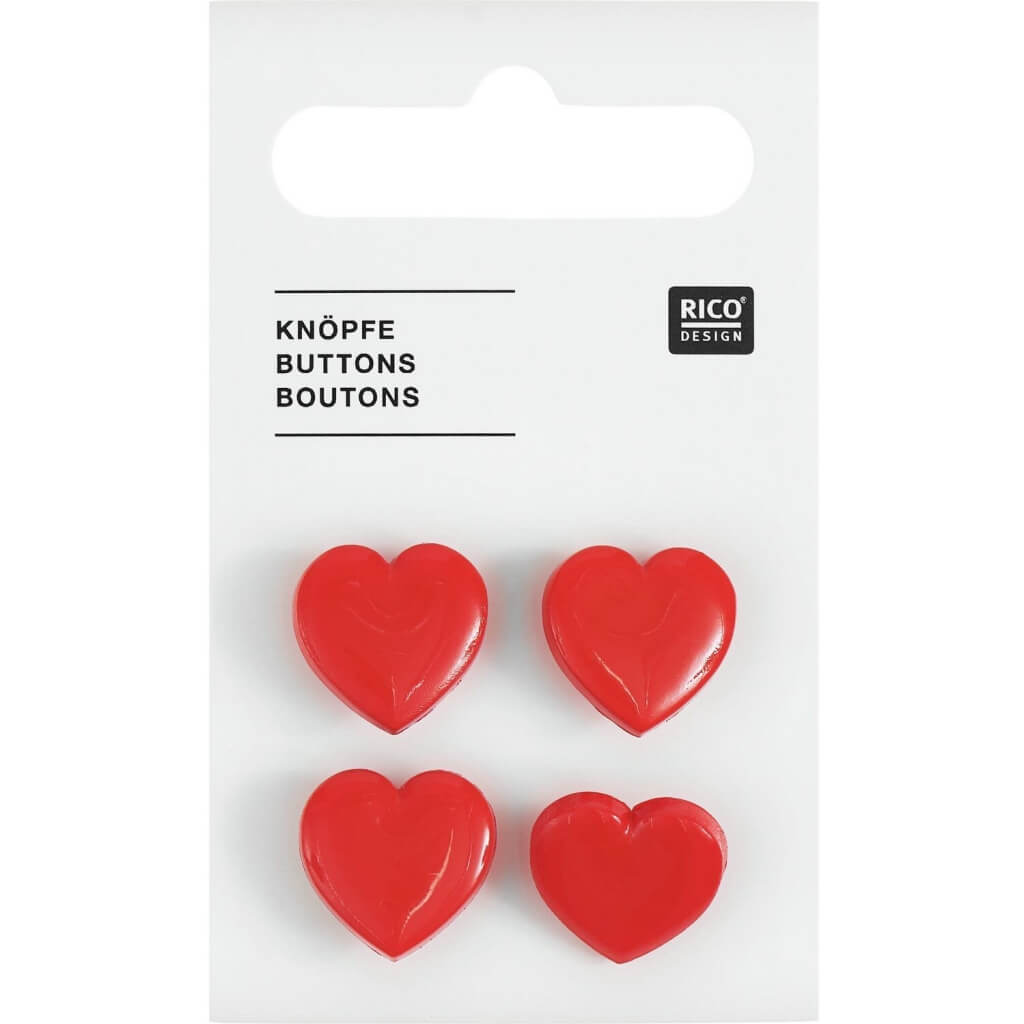 Rico Design Knöpfe Herz 4 Stk. 1,5cm bei bei bei bei Lieblingsgarn