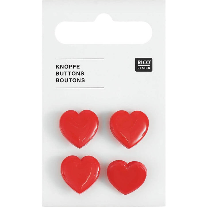 Rico Design Knöpfe Herz 4 Stk. 1,5cm bei bei bei bei Lieblingsgarn