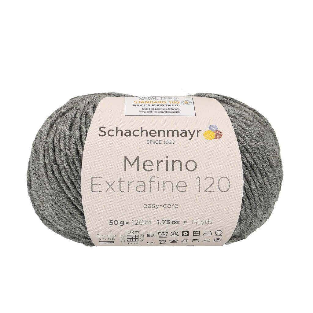 Schachenmayr 192 - Mittelgrau Meliert Schachenmayr Merino Extrafine 120 - Merinogarn Lieblingsgarn