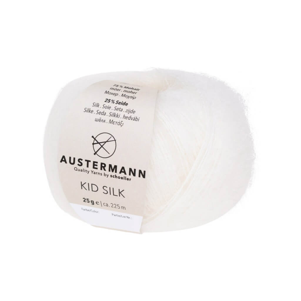 Austermann Kid Silk 25g, Farbe 1 Weiß – Mohair und Seide bei Lieblingsgarn