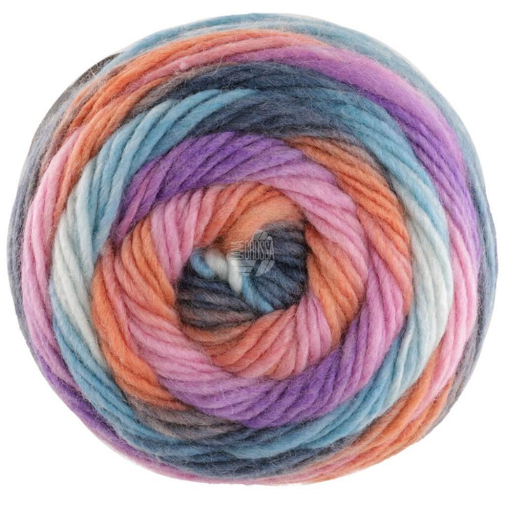 Lana Grossa Aktion Colorato, Farbe 10 Rosa/Orange/Dunkel /Hellpetrol/Mint/Lila – Merino und Synthetik bei Lieblingsgarn