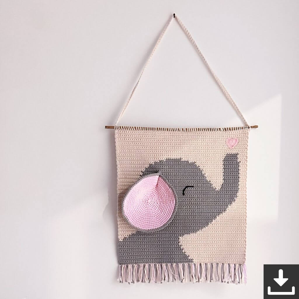 AO Design Pattern Wandbehand Elefant Häkelanleitung - AO Design (PDF) bei bei bei bei Lieblingsgarn