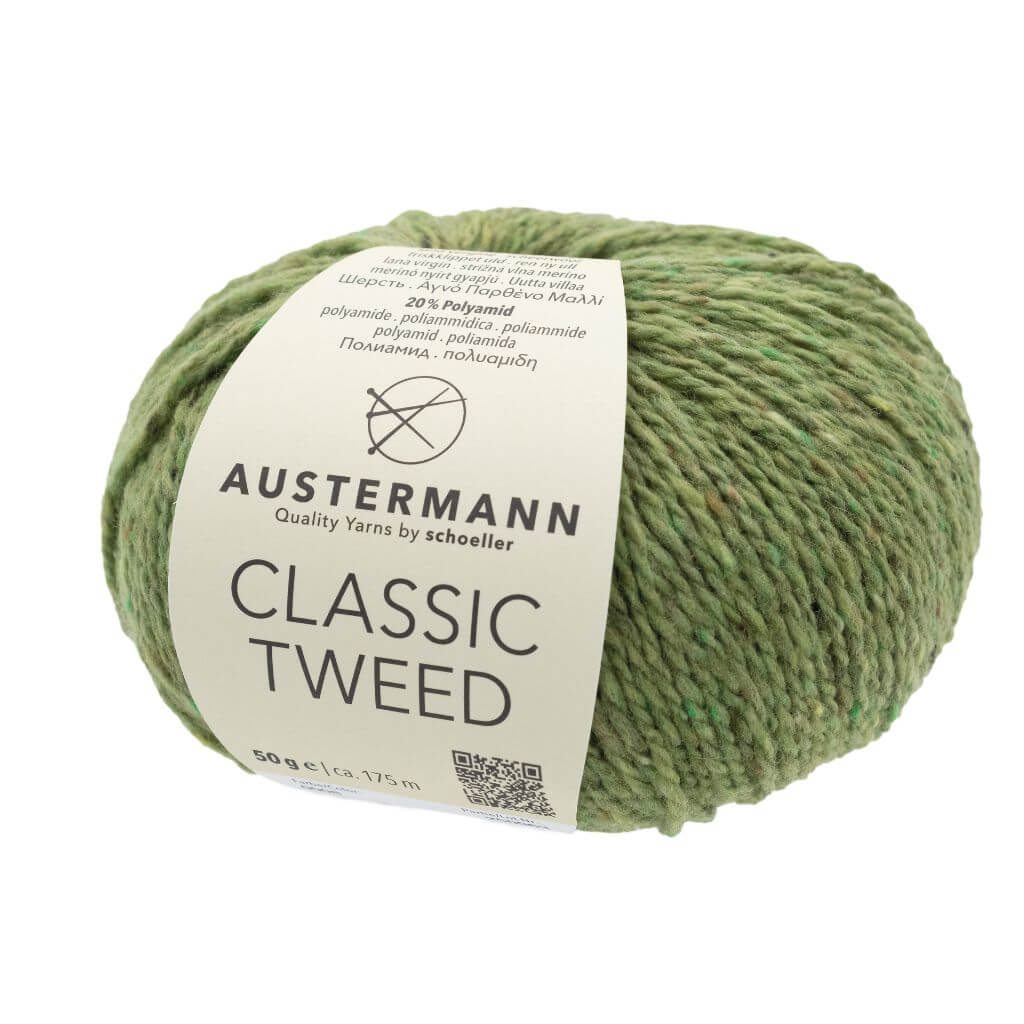 Austermann Classic Tweed, Farbe 8 Irisches Grün – Schurwolle und Synthetik bei Lieblingsgarn