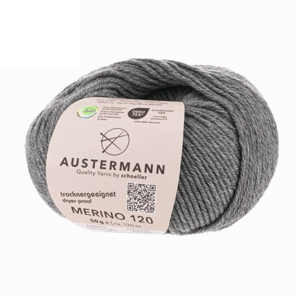 Austermann Merino 120 Exp, Farbe 129 Grau – Merino und Schurwolle bei Lieblingsgarn