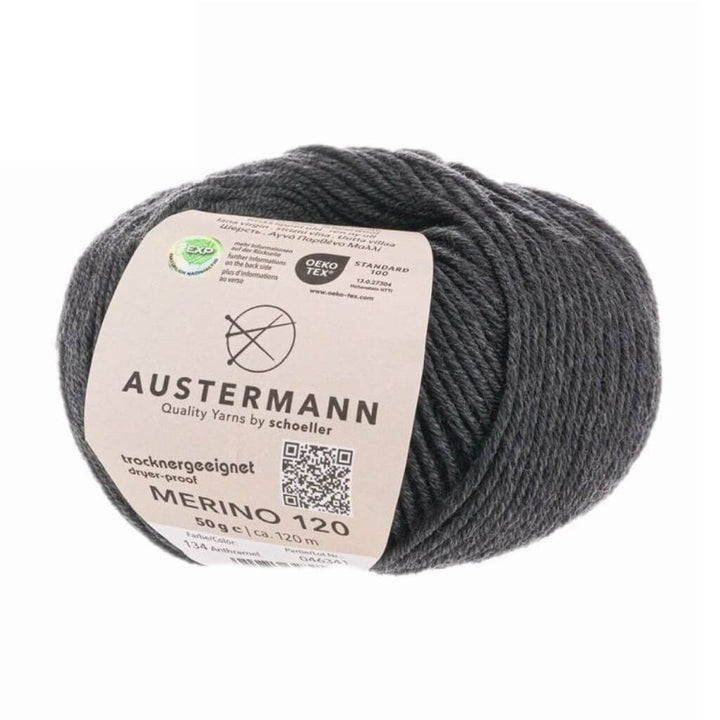 Austermann Merino 120 Exp, Farbe 134 Anthrazit – Merino und Schurwolle bei Lieblingsgarn