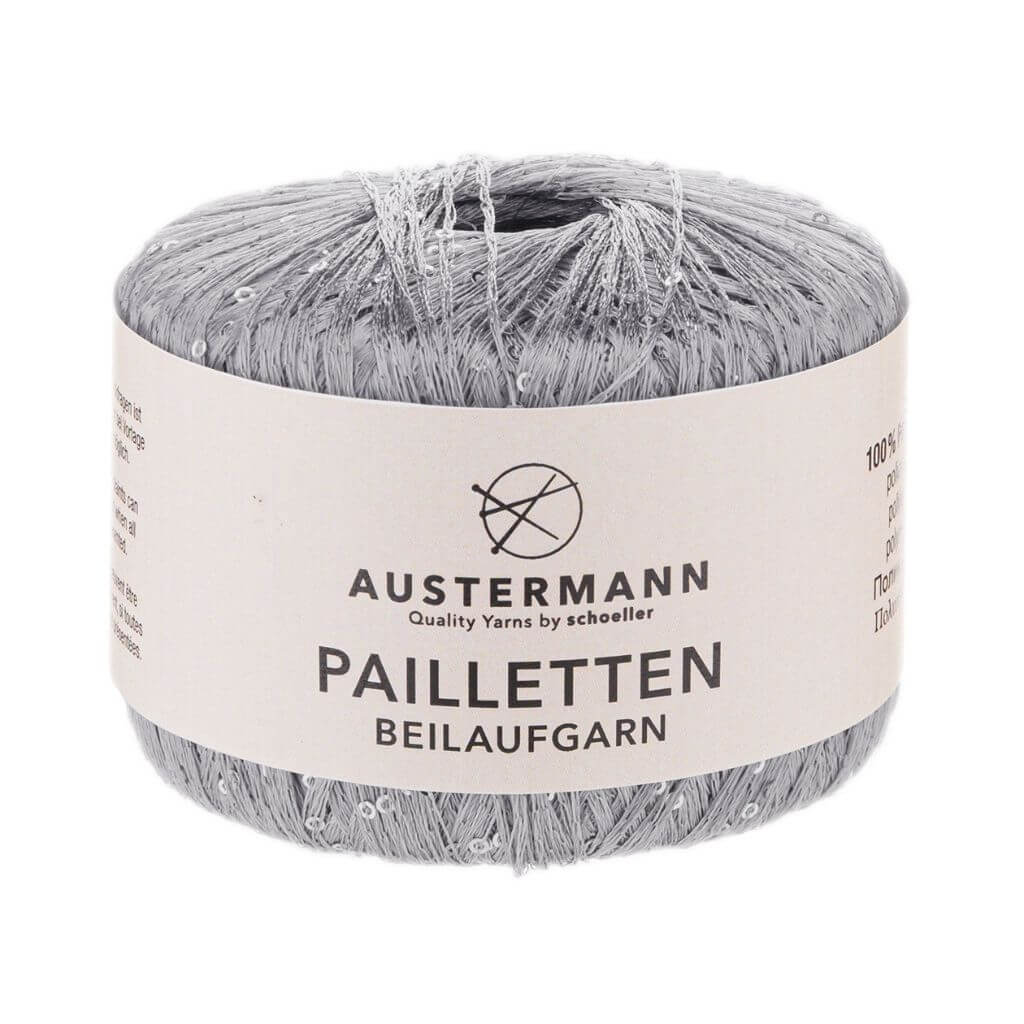 Austermann Pailletten 25g Beilaufgarn, Farbe 4 Silber – Polyester bei Lieblingsgarn