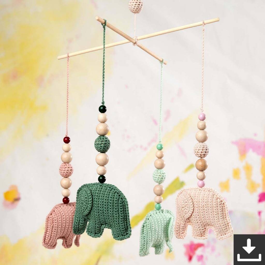 Lang Yarns Pattern Baby-Mobile mit Elefanten Häkelanleitung - Lang Yarns (PDF) bei bei bei bei Lieblingsgarn