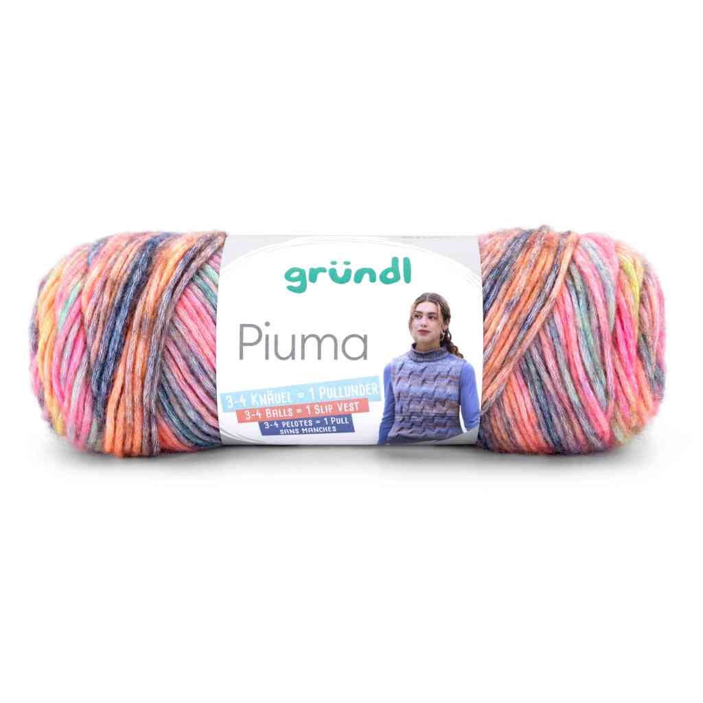 Gründl Piuma, Farbe 03  mauve magenta orange aqua – Baumwolle bei Lieblingsgarn