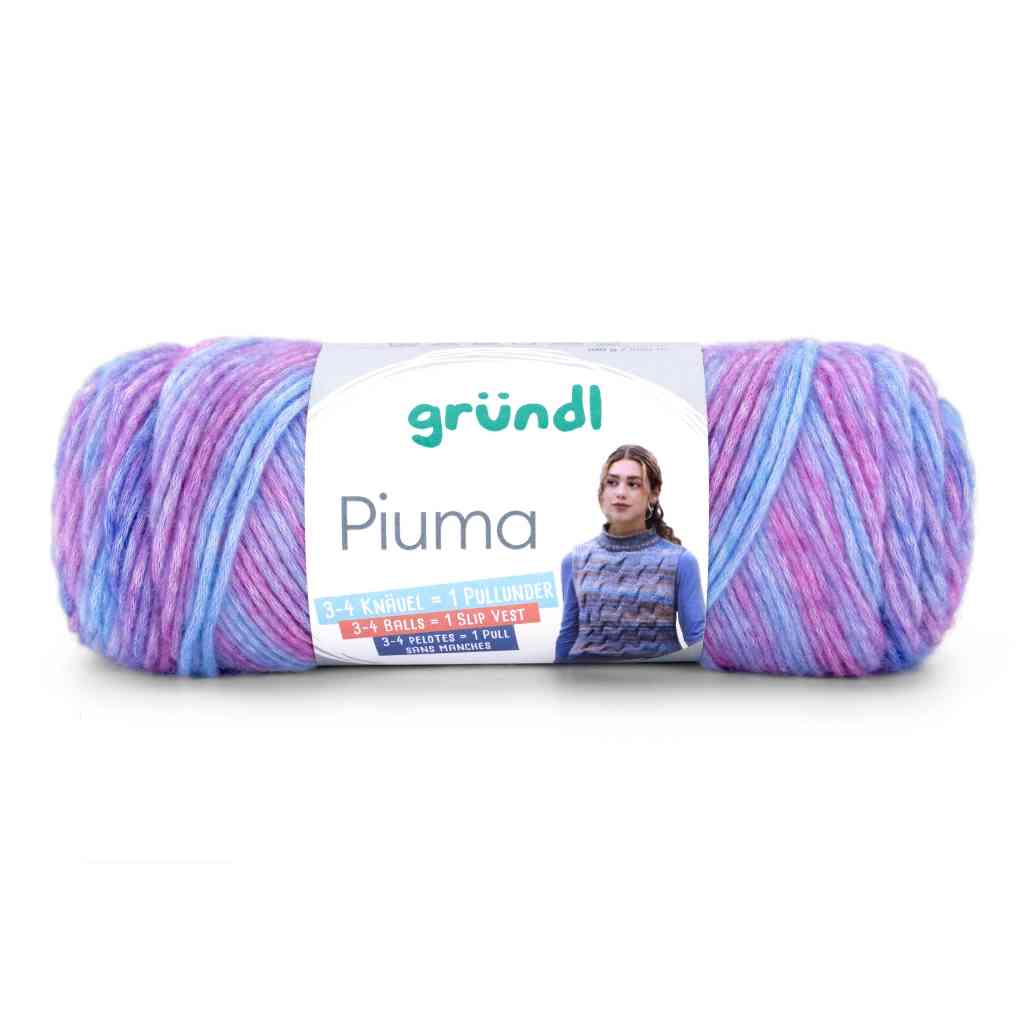 Gründl Piuma, Farbe 07  flieder tintenblau fuchsia himmelblau – Baumwolle bei Lieblingsgarn