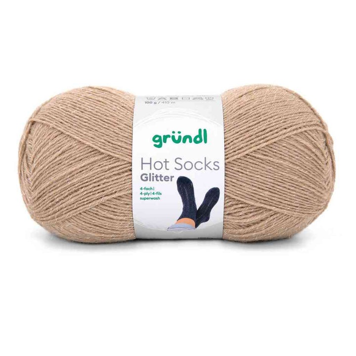 Gründl Hot Socks Glitter Sockenwolle, Farbe 04  beige glitter – Schurwolle und Synthetik bei Lieblingsgarn