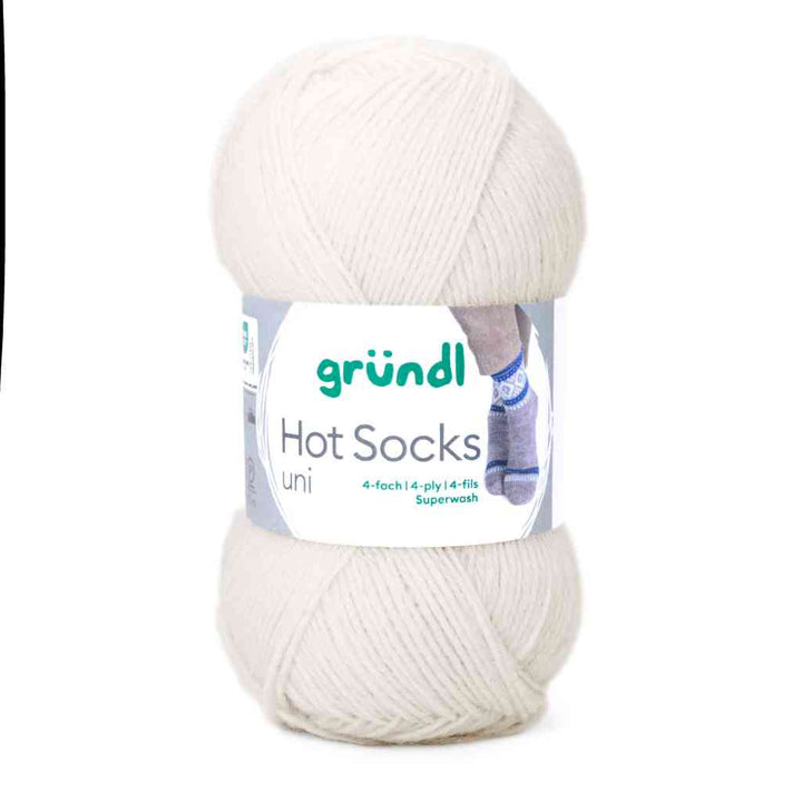 Gründl Hot Socks uni 50 Sockenwolle, Farbe 01  creme – Schurwolle und Synthetik bei Lieblingsgarn