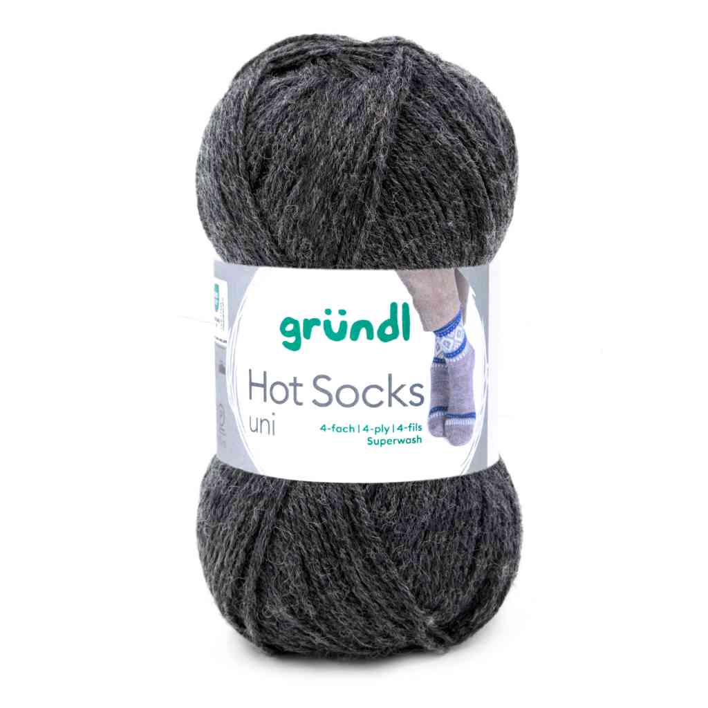 Gründl Hot Socks uni 50 Sockenwolle, Farbe 05  anthrazit meliert – Schurwolle und Synthetik bei Lieblingsgarn