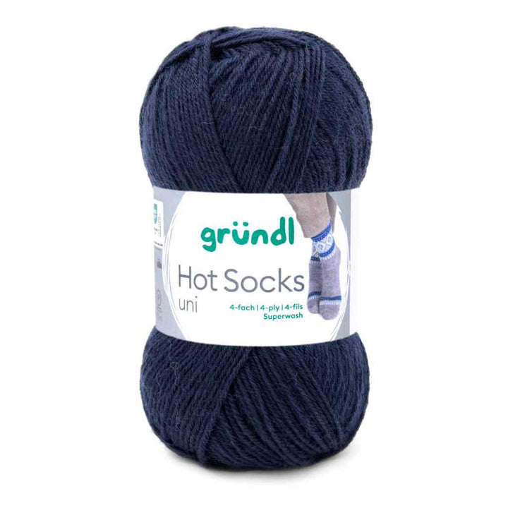 Gründl Hot Socks uni 50 Sockenwolle, Farbe 15  marine – Schurwolle und Synthetik bei Lieblingsgarn