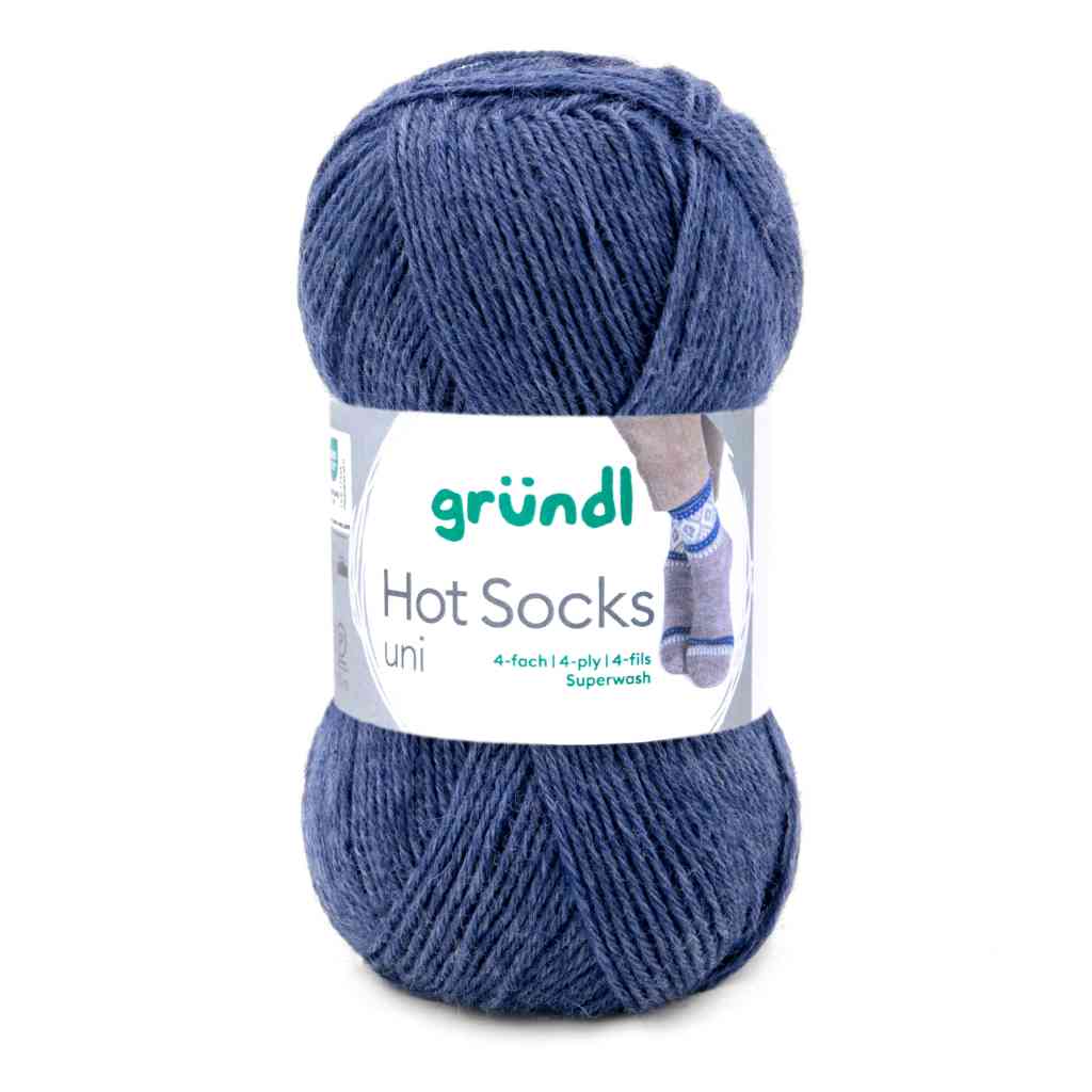 Gründl Hot Socks uni 50 Sockenwolle, Farbe 59  jeans meliert – Schurwolle und Synthetik bei Lieblingsgarn