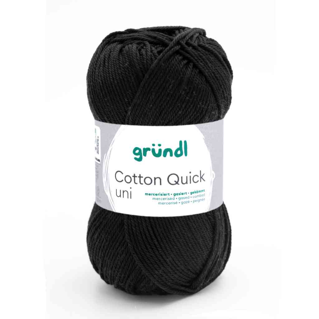 Gründl Cotton Quick Uni, Farbe 11  schwarz – Baumwolle bei Lieblingsgarn