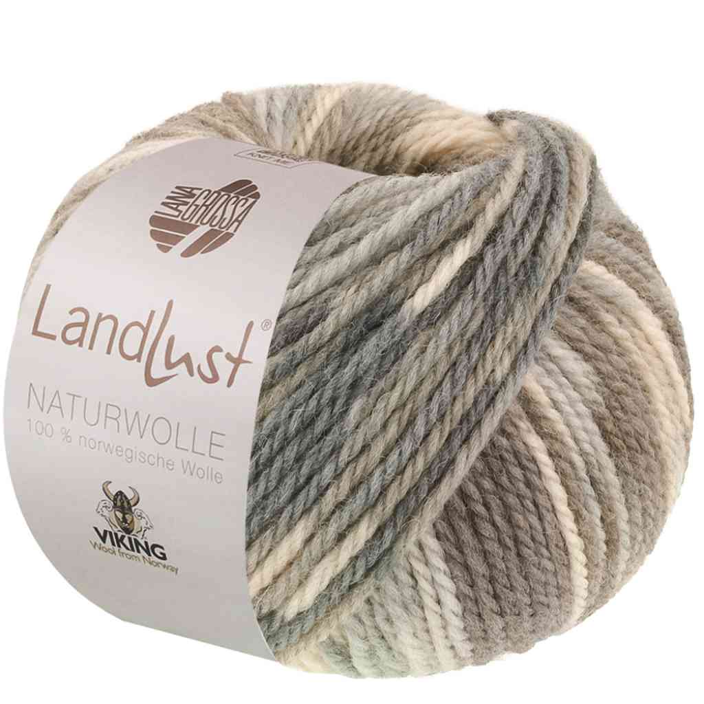 Lana Grossa Landlust Naturwolle, Farbe 101 Grau Creme gemustert – Schurwolle bei Lieblingsgarn