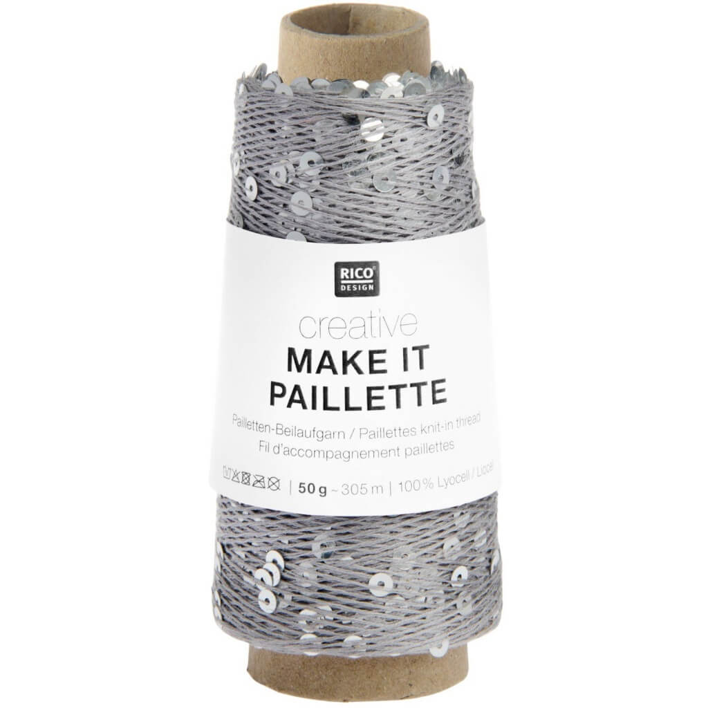 Rico Design Creative Make It Paillette, Farbe 010 grau – Sonstige Naturfasern und Synthetik bei Lieblingsgarn