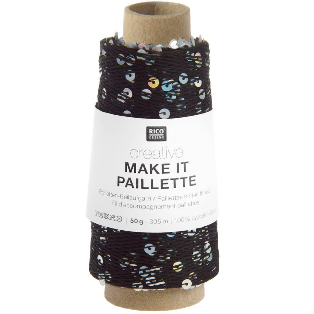 Rico Design Creative Make It Paillette, Farbe 012 schwarz silber – Sonstige Naturfasern und Synthetik bei Lieblingsgarn
