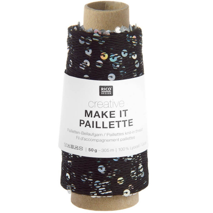 Rico Design Creative Make It Paillette, Farbe 012 schwarz silber – Sonstige Naturfasern und Synthetik bei Lieblingsgarn