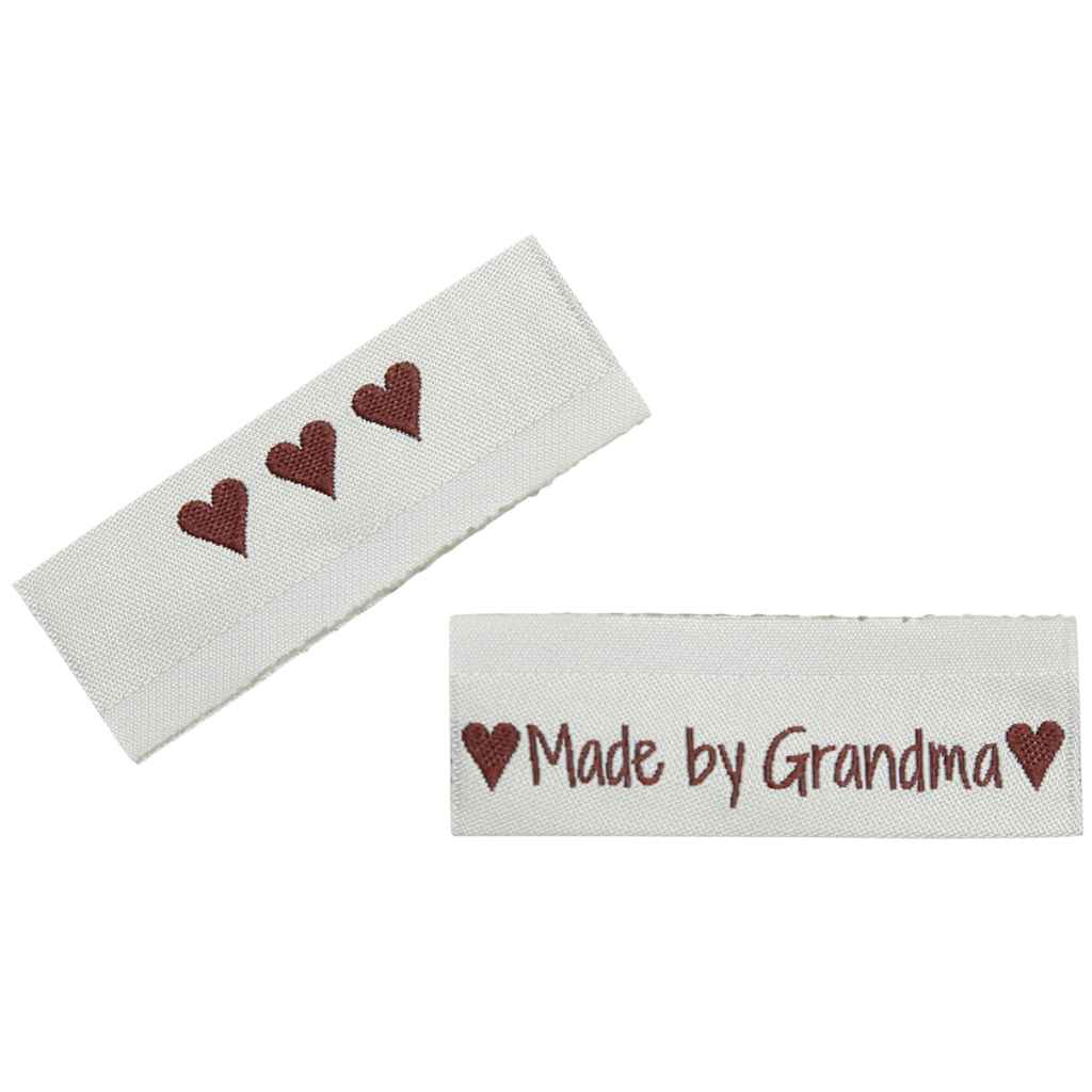 Go Handmade Gewebte Label 50x11,5mm, Farbe Made by Grandma – Baumwolle bei Lieblingsgarn