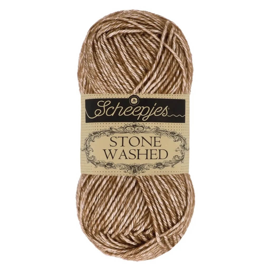 Scheepjes Stone Washed, Farbe 822 Brown Agate – Baumwolle und Synthetik bei Lieblingsgarn