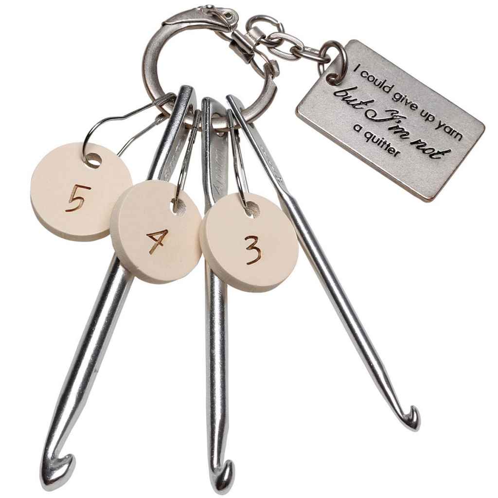 Go Handmade Schlüsselanhänger mit Häkelnadeln und Maschenmarkierern, Farbe Silver – Metall bei Lieblingsgarn