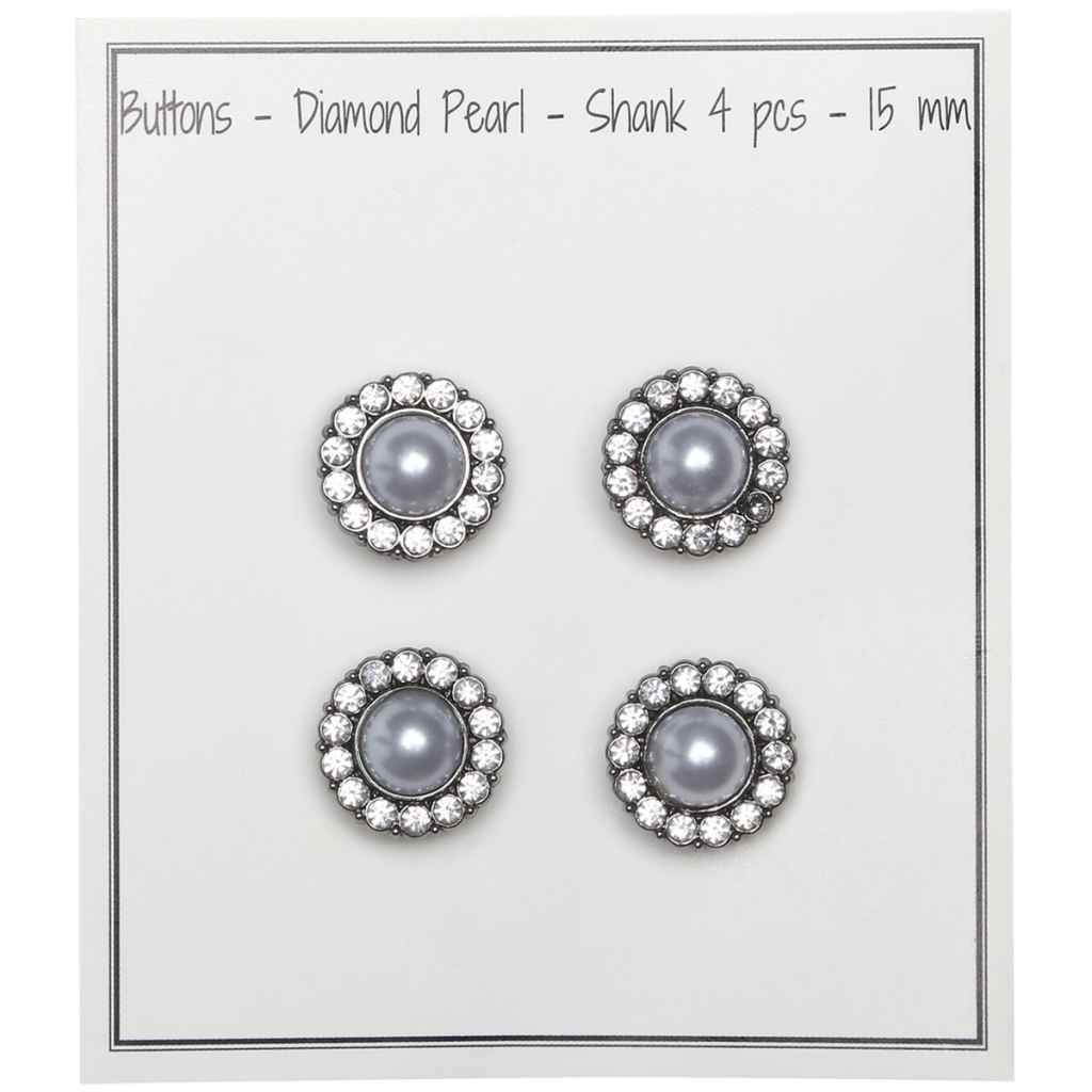 Go Handmade Knöpfe mit Diamanten und Perlen, Farbe Black – Synthetik bei Lieblingsgarn