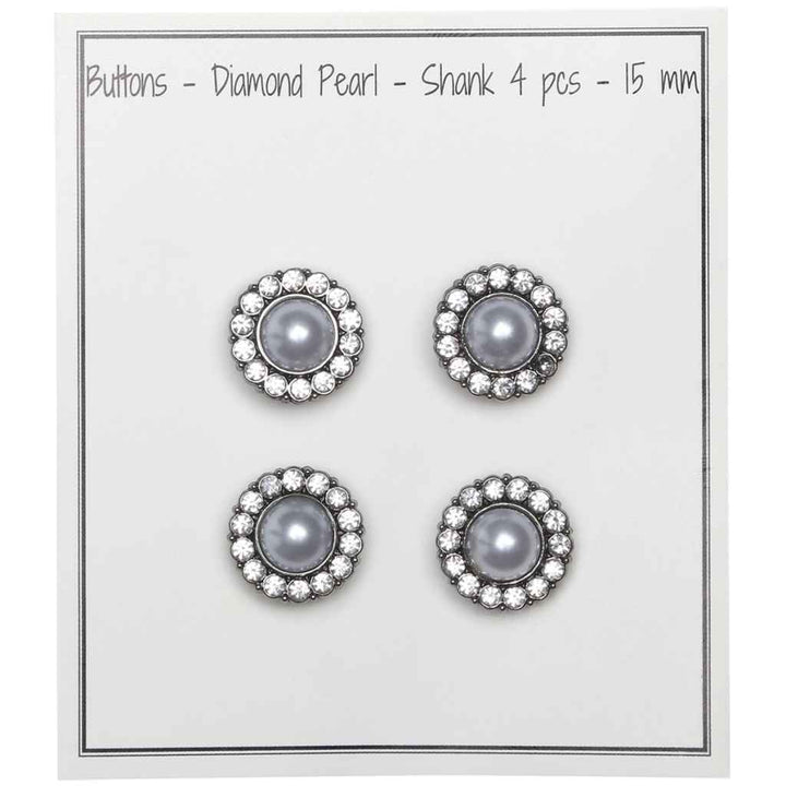 Go Handmade Knöpfe mit Diamanten und Perlen, Farbe Black – Synthetik bei Lieblingsgarn