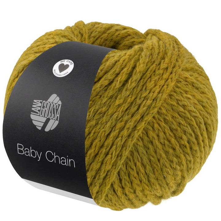Lana Grossa Baby Chain, Farbe 9 Senfgrün – Alpaka, Merino und Synthetik bei Lieblingsgarn
