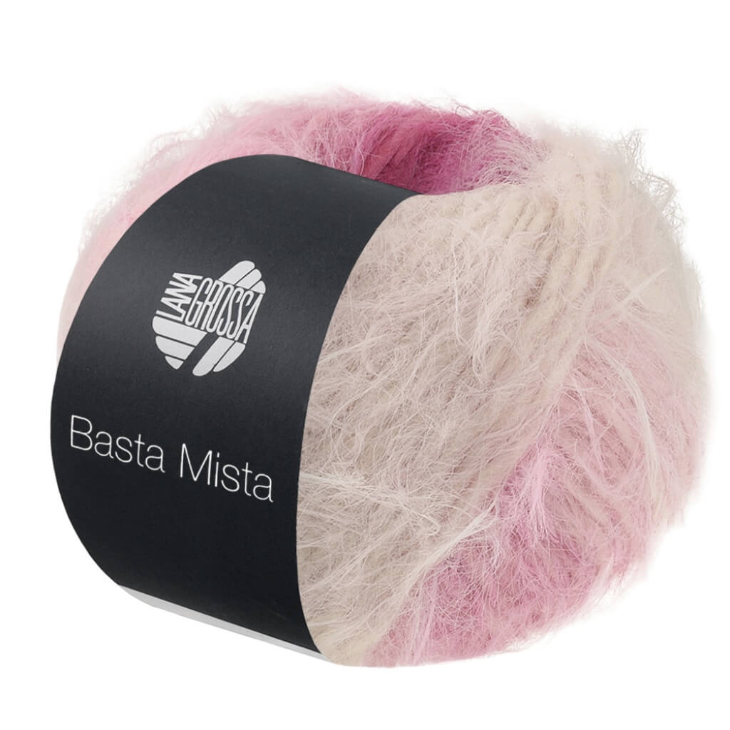 Lana Grossa Basta Mista, Farbe 123 Rotviolett/Fuchsia/Pink/Rosa/Rohweiß/Muschel – Schurwolle und Synthetik bei Lieblingsgarn