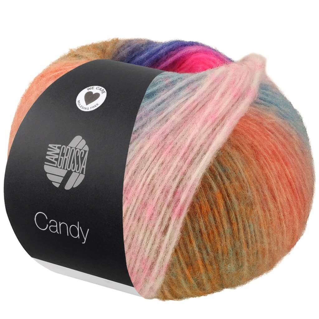 Lana Grossa Candy, Farbe 6 Fuchsia/Grünbeige/Orange/Dunkelblau/Pink/ bei Lieblingsgarn