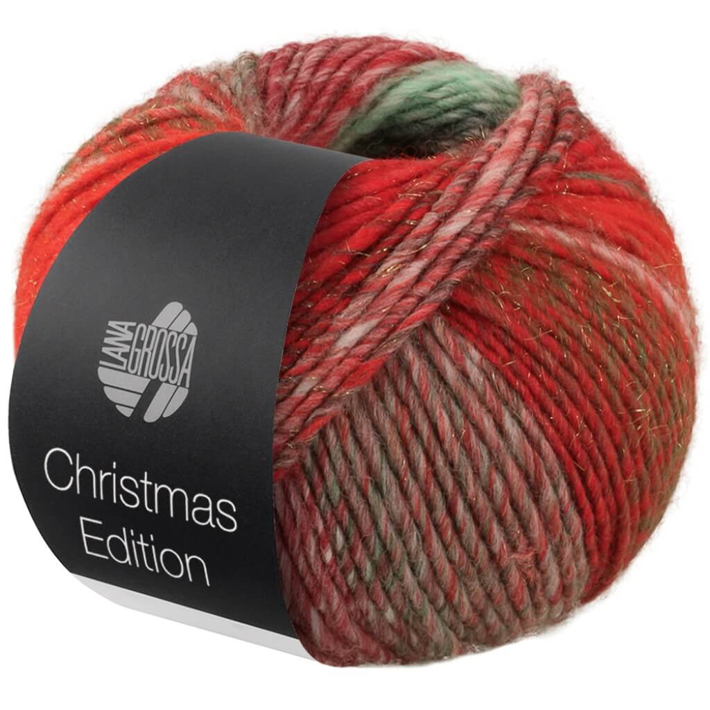 Lana Grossa Christmas Edition Big, Farbe 203 Graurot/Rot/Ecru/Schwarz /Weißrot/Orange/Dunkel bei Lieblingsgarn