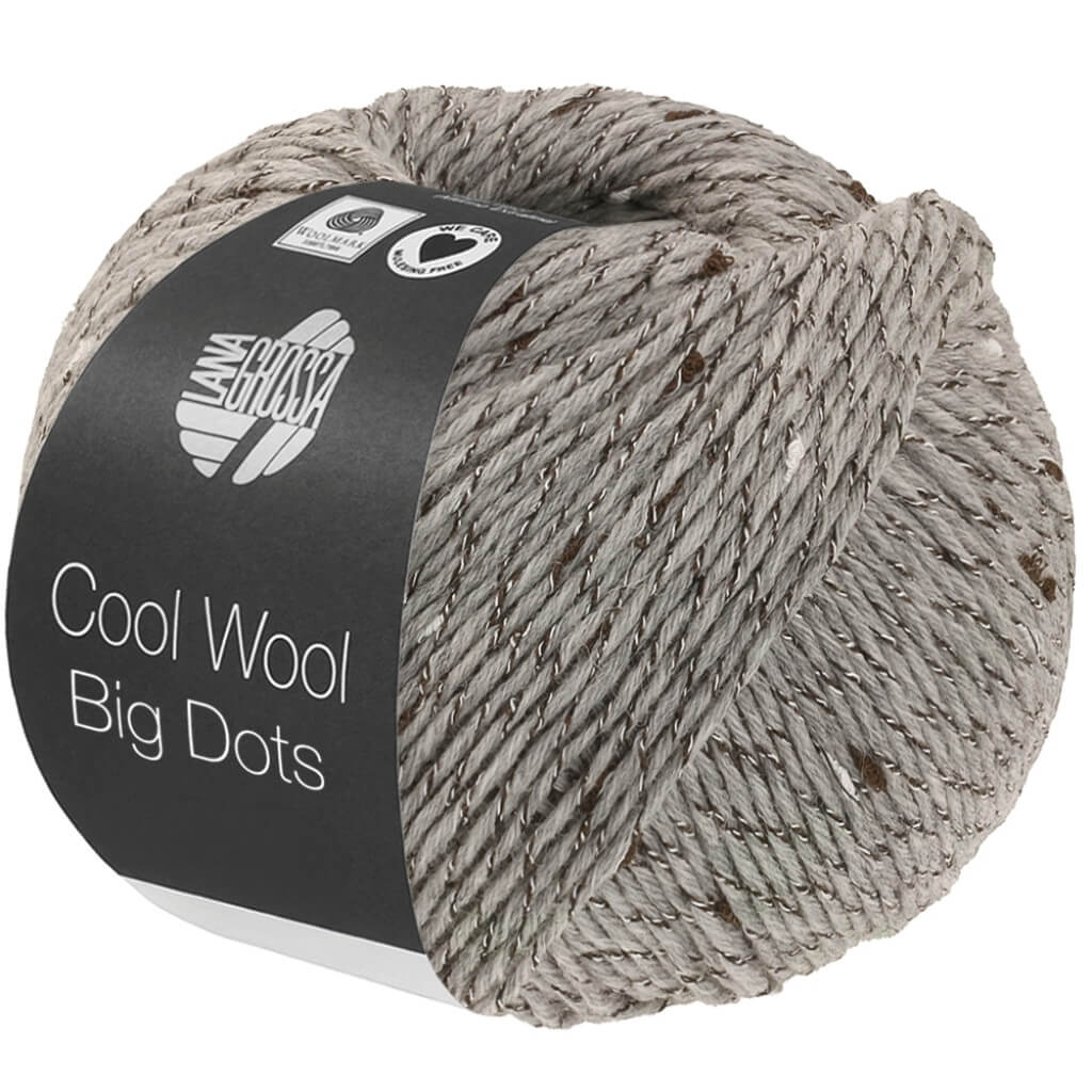 Lana Grossa Cool Wool Big Dots, Farbe 109 Hellgrau – Merino, Synthetik und Viskose bei Lieblingsgarn
