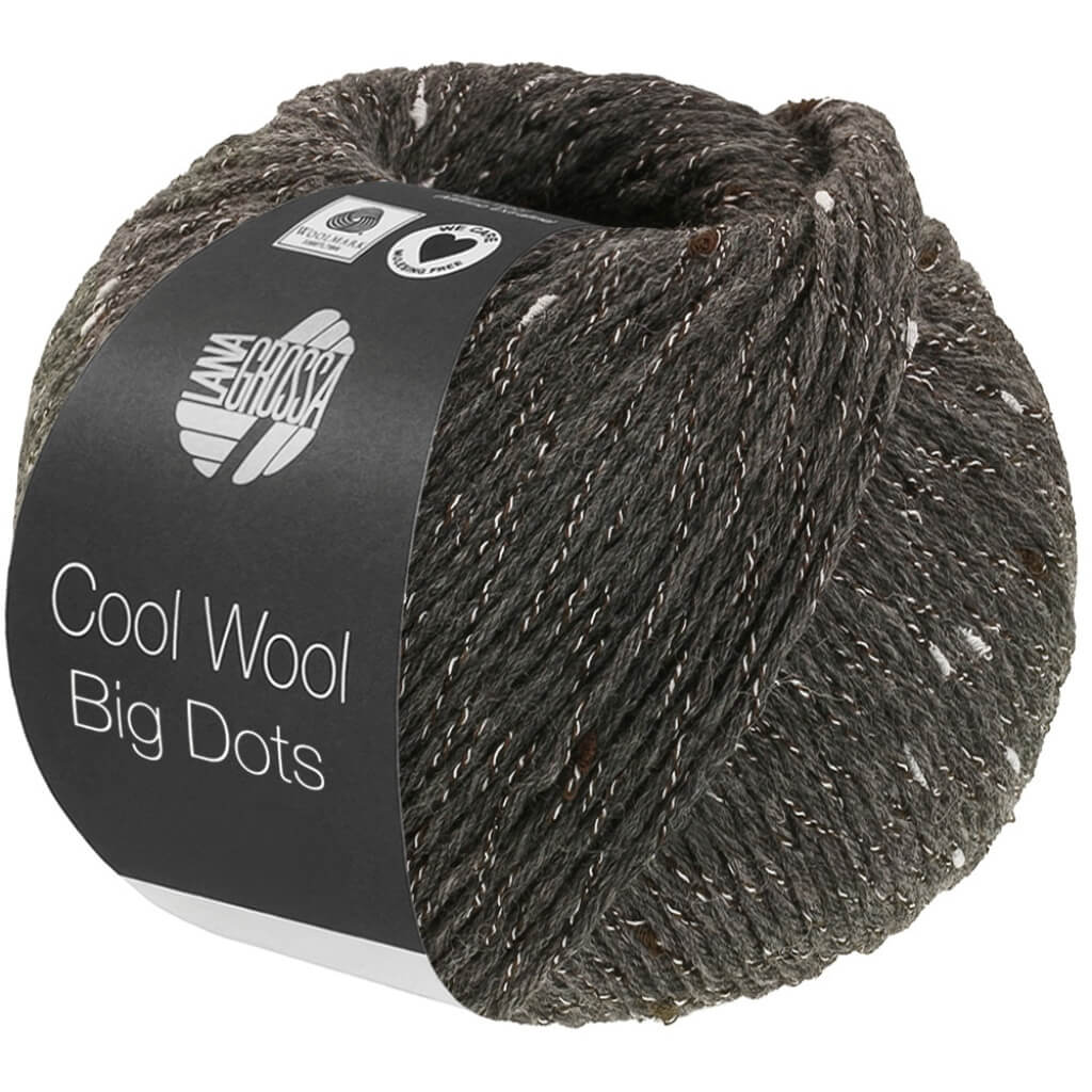 Lana Grossa Cool Wool Big Dots, Farbe 110 Dunkelgrau – Merino, Synthetik und Viskose bei Lieblingsgarn