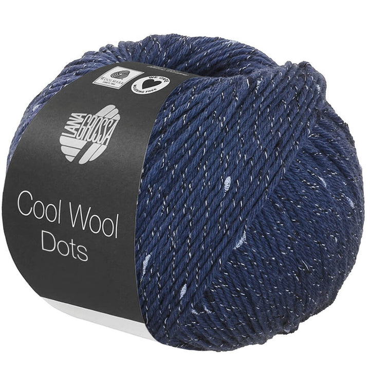 Lana Grossa Cool Wool Dots, Farbe 2 Dunkelblau – Merino, Synthetik und Viskose bei Lieblingsgarn