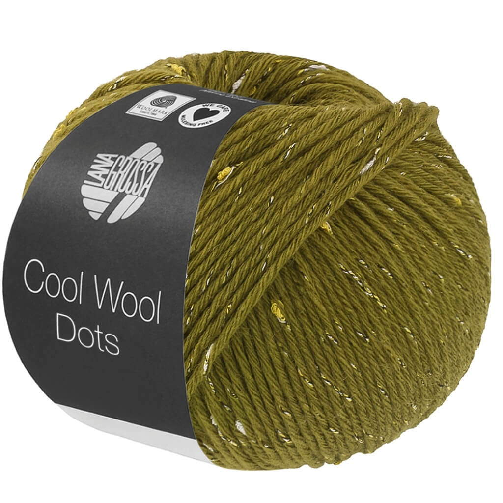 Lana Grossa Cool Wool Dots, Farbe 7 Olivgrün – Merino, Synthetik und Viskose bei Lieblingsgarn
