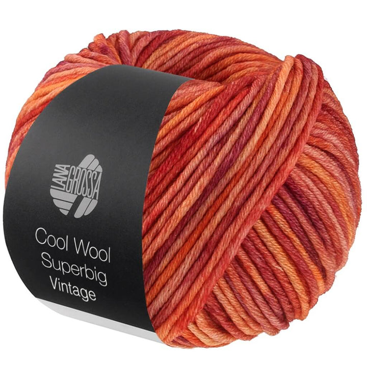Lana Grossa Cool Wool Superbig Vintage, Farbe 7288 Lachs/Orange/ Rost/Burgund – Merino bei Lieblingsgarn
