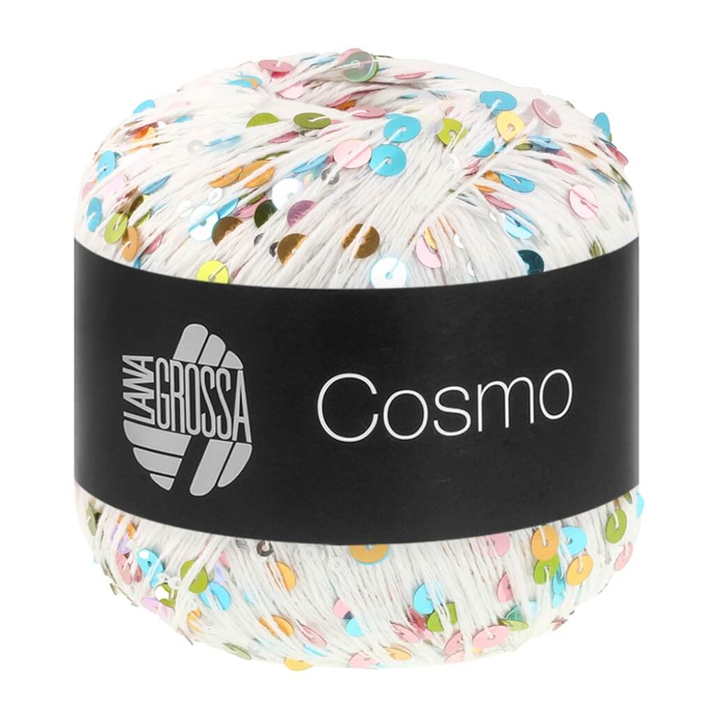 Lana Grossa Cosmo, Farbe 38 Creme/Pailletten bunt – Baumwolle bei Lieblingsgarn