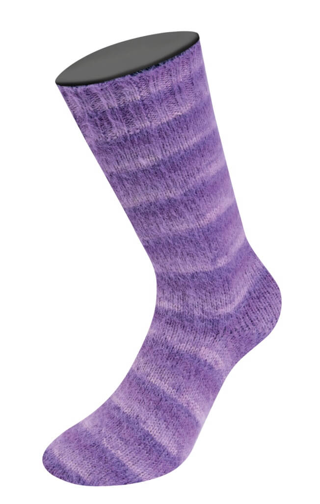 Lana Grossa Cosy Socks Soft Stripes, Farbe 114 Blasslila/Lila/Violett – Merino und Synthetik bei Lieblingsgarn